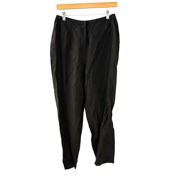 Eileen Fisher Black Silk and Linen Straight Leg Pants with Pockets Size S - Picture 2 of 8
